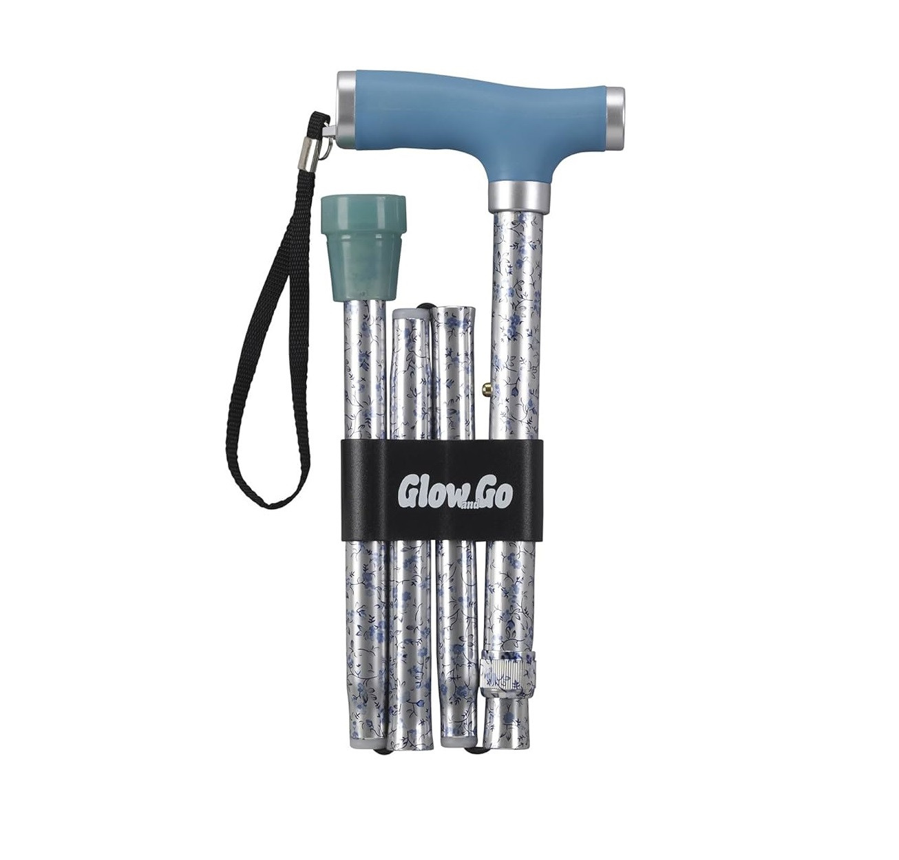 Drive Glow Go Grip Folding Walking Cane – Adjustable Aluminum Cane with Glow-in-the-Dark Handle and Tip