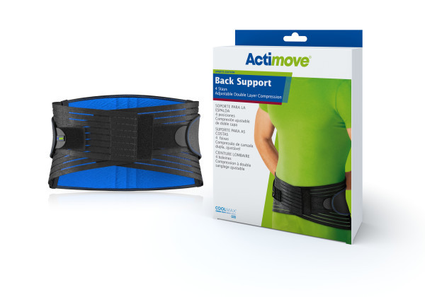 Actimove Sports Edition Back Support 4 Stays Adjustable Double Layer Compression