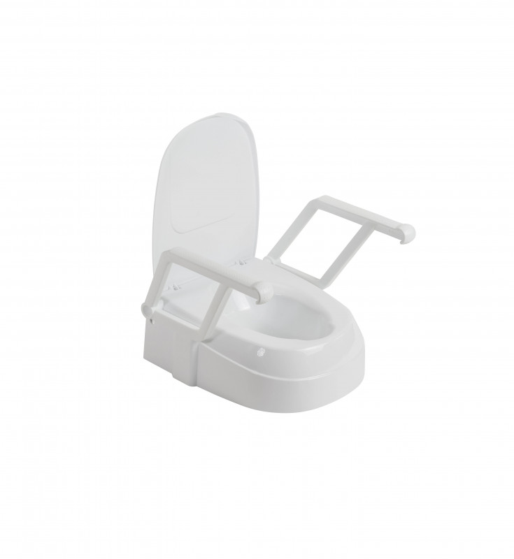 Drive PreserveTech Universal Raised Toilet Seat – Adjustable Height Toilet Riser with Removable Arms, Hygienic Lid, and Antimicrobial Protection