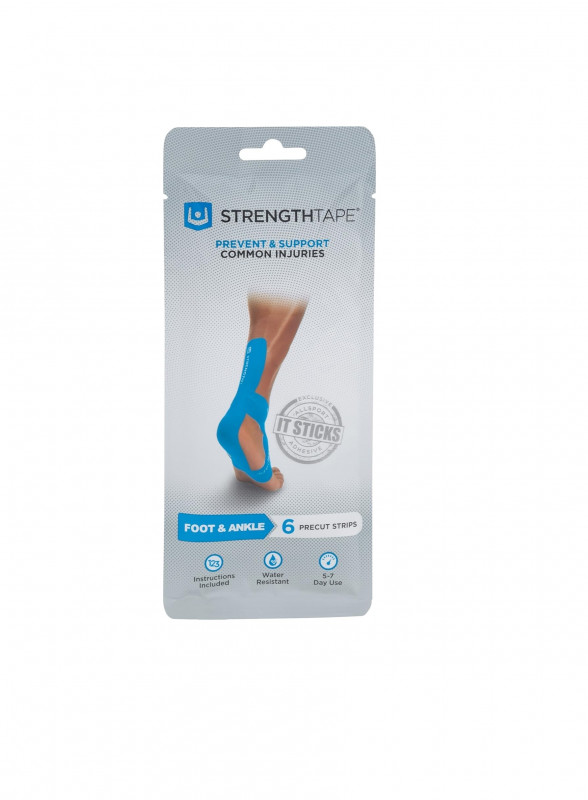 StrengthTape Kinesiology Taping Kit for Ankle & Foot – Precut, Waterproof Support for Muscle Recovery