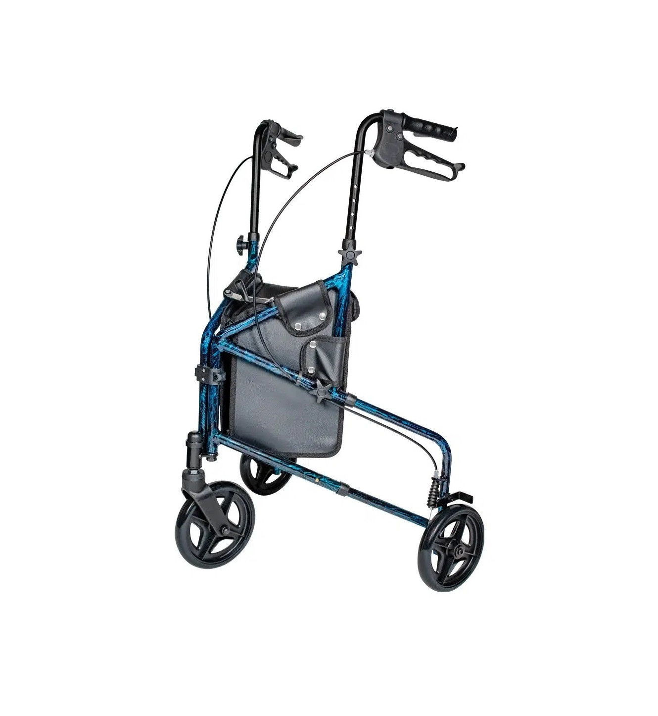 Carex Trio Rolling Walker , Lightweight (10 lbs) Three-Wheel Rollator with Locking Brakes, Adjustable Handles, and Storage Bag