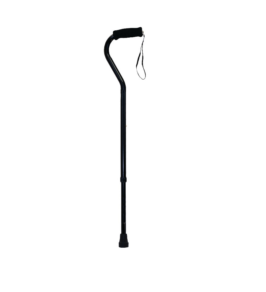 Pro Basics Offset Heavy-Duty Walking Cane – Adjustable Aluminum Support with Cushioned Grip and Wrist Strap
